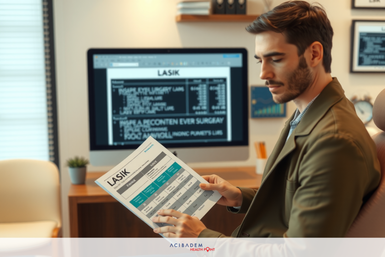This is a promotional image featuring a man sitting at a desk, looking at financial documents. The man has dark hair and appears to be in his thirties or forties. In front of him are multiple pieces of paper with graphs and data, suggesting a business or financial context.