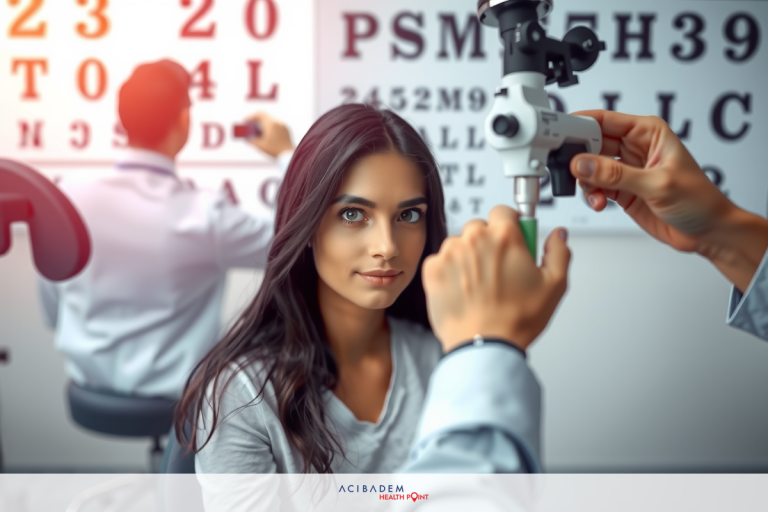 In a modern dental office, two men are having a conversation. The man sitting down appears to be the patient undergoing treatment.