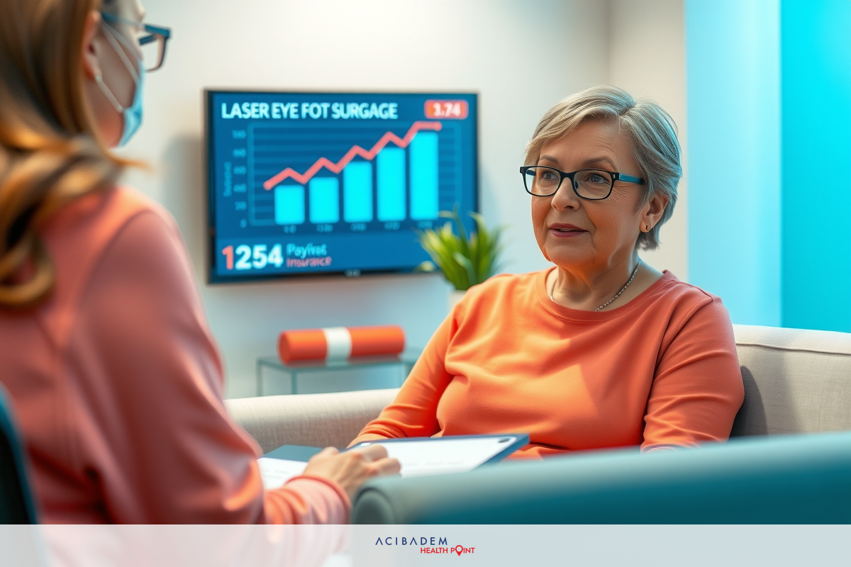 Two women in an office setting, engaged in a conversation. The woman being interviewed is seated on the left side of the frame, wearing glasses and a pink top, while her interviewer stands facing her on the right. They are surrounded by modern office furniture with visible graphics on a monitor.