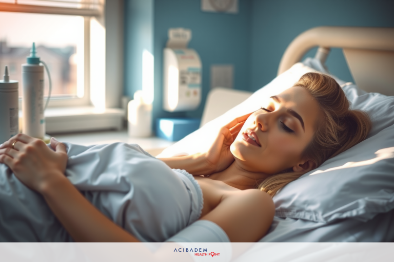 How Long Is Laser Eye Surgery Last The image features a woman lying in a hospital bed, appearing to be asleep. The room has natural sunlight coming through the window, casting shadows and creating a serene atmosphere.