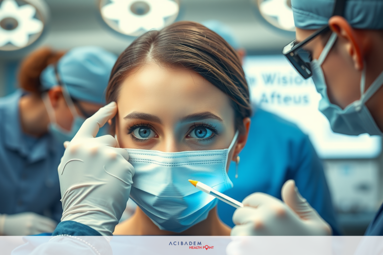 The image shows a medical procedure taking place. A patient is lying on an operating table, being attended to by surgeons and nurses wearing medical gowns and gloves.