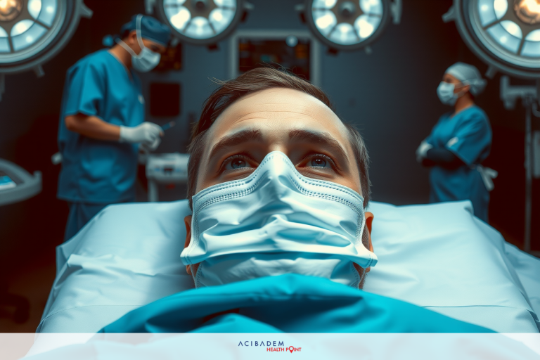 Does Laser Eye Surgery Work for Short Sighted? The image shows a medical operating room. There is an individual lying on the operating table, wearing surgical attire, including a white face mask and blue scrubs.