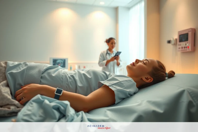 Can I Ever Take Motrin If I Had Bariatric Surgery? A medical setting with a woman laying on a hospital bed, covered with blankets. A doctor in scrubs is standing beside her, reading from a clipboard.