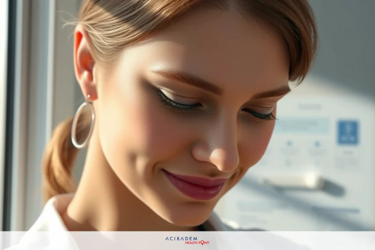 A young woman with a gentle smile, looking to the side. She has a light makeup look, her hair is styled in an updo with loose waves and she wears a pair of large hoop earrings.