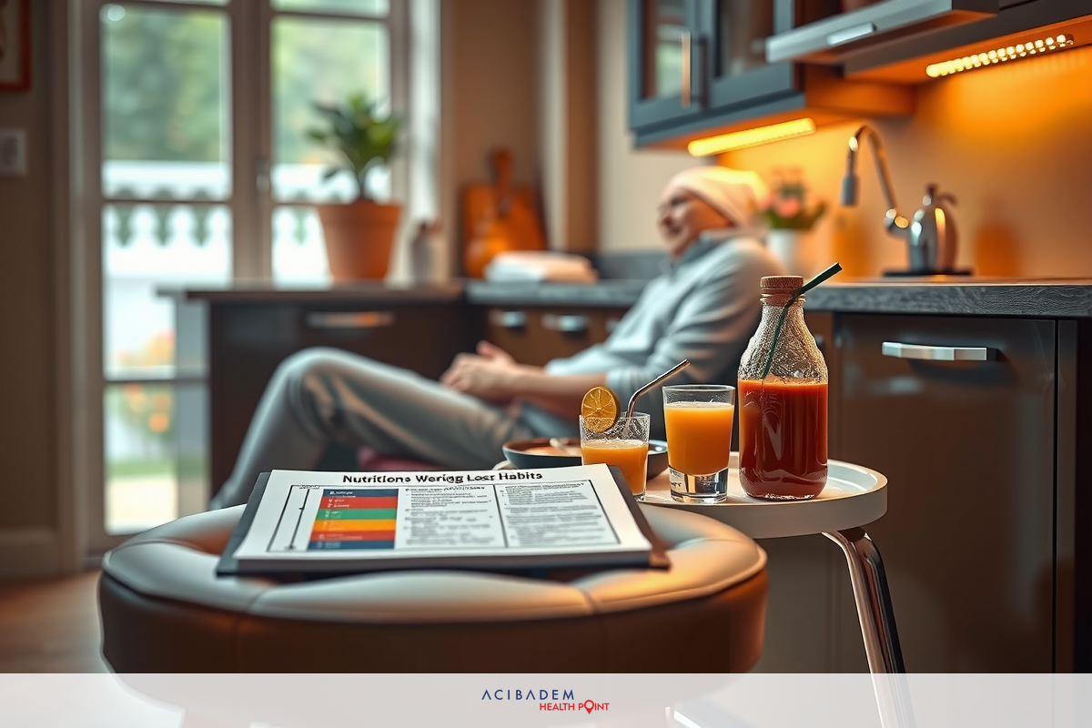 The image depicts a cozy indoor scene with a person sitting on a couch. The living room has a modern and clean design, featuring wooden flooring, white walls, and contemporary furniture. There is also a potted plant adding a touch of greenery to the space. On the floor near the couch, there are a couple of beverages: a glass of orange juice and another drink in a clear bottle with a red label.