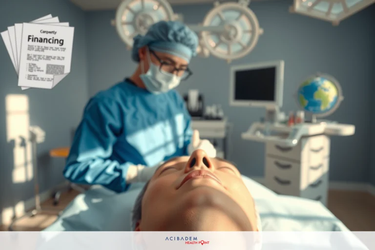 The image shows an operating room with a surgeon in full medical gear attending to a patient. The patient is on a surgical table, and the surroundings are typical of a well-equipped hospital setting.