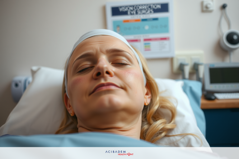 Why LASIK Causes Dry Eyes This image captures a woman in a hospital bed, with medical equipment to her side. She appears to be receiving treatment or recovering from a procedure.