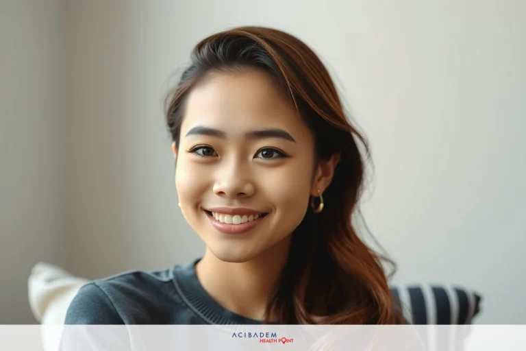 A young woman with a gentle smile, light brown hair, wearing a gray sweater. She is seated in an indoor setting with soft lighting.