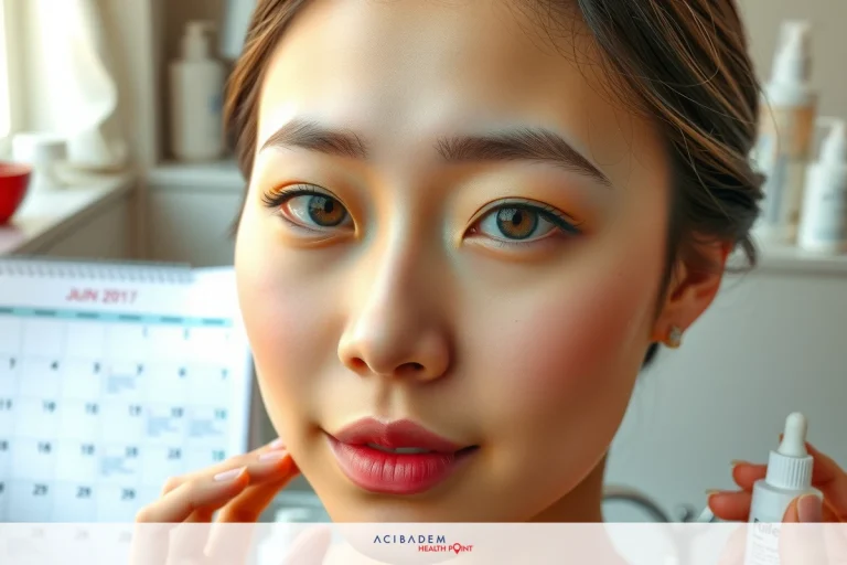 How to Keep Rosacea From Turning Into Rhinoplasty Close-up of a woman with makeup applied, focused on her eyes and lips. She has long eyelashes and red lipstick. Her skin is lightly tanned, which may be due to the sun or a tan product.