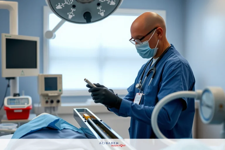 What Is the Process of Leukapheresis in CAR T- cell Therapy? The image features a male medical professional, presumably a doctor or nurse, standing in an operating room. He is wearing standard hospital attire including a surgical mask, scrubs, gloves, and possibly a stethoscope around his neck. The focus of the image is on him, capturing attention with his presence in what appears to be a medical setting.
