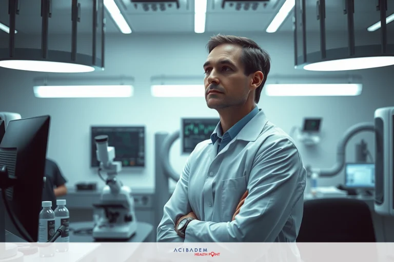 How does CAR T-cell therapy address treatment- resistant cancers? Man with arms crossed, wearing lab coat in modern laboratory setting with medical equipment.