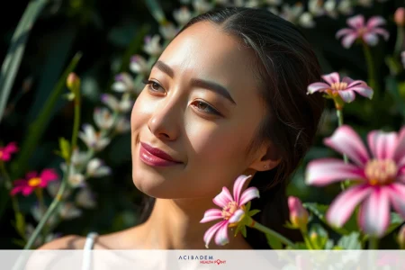 How Common Is Plastic Surgery In Australia This image features a woman outdoors with her head tilted upward. She is wearing a white top and has a serene expression on her face.