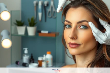 Can You Get Rid Of Plastic Surgery? A woman receiving a facial treatment in a professional setting. She has brown hair and is wearing a black glove on her left hand, indicating a hygiene practice.