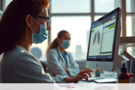 Can Lung Cancer Be Detected By Blood Test? Two medical professionals in a clinical setting, using digital diagnostic tools on their screens. One woman is focused on the work while another looks to her side with a serious expression. Two medical professionals in a clinical setting, using digital diagnostic tools on their screens. One woman is focused on the work while another looks to her side with a serious expression.