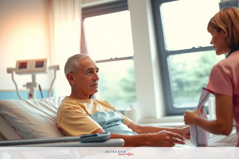 In the image, there is an older gentleman lying on a hospital bed. He appears to be in good health and may be undergoing routine examination or monitoring.
