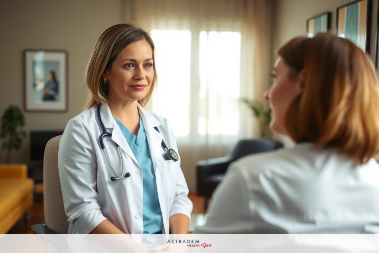 The Diagnosing a Bulging Disk: Key Symptoms and Evaluation Techniques Two women in medical uniforms having a conversation, possibly discussing patient care. They are both wearing white coats, suggesting a professional consultation or meeting.