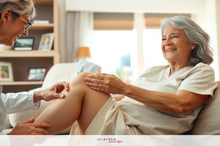 The Optimized Compression Techniques for Hamstring Injury Recovery An elderly woman receiving a professional massage in the comfort of her home. The masseuse is attentive and skilled, ensuring the older woman's well-being.