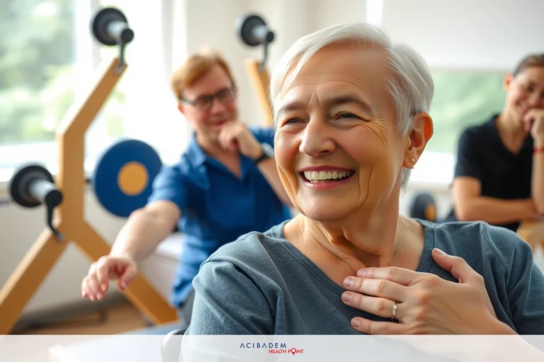 The skin cancer causes blog The image shows a group of people engaged in physical fitness activities. There is an older woman with white hair who is laughing and appears to be happy, suggesting she might have just finished exercising or is enjoying the activity. Surrounding her are other individuals participating in various exercises on gym equipment.