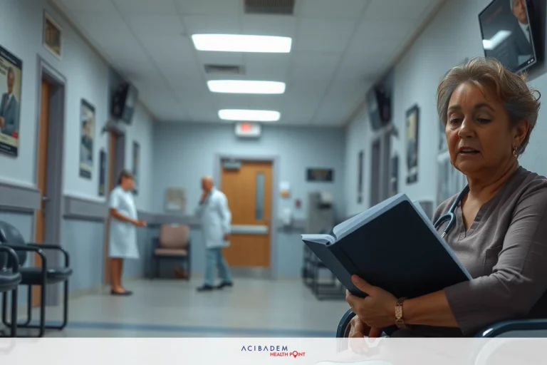 Itchy Ankles: Clues to Potential Health Issues The image portrays a healthcare setting, possibly a hospital or clinic. In the foreground, there is an elderly woman seated and dressed in casual attire.