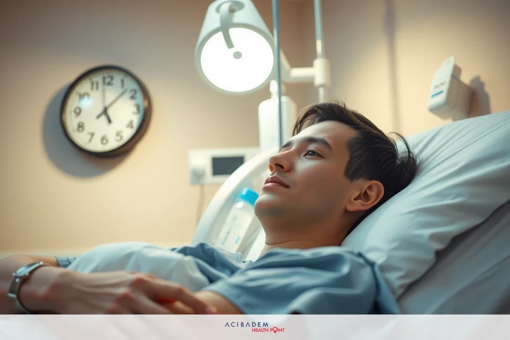 Knee Itching – Signs & Triggers Explained Young adult male in hospital bed, intravenous lines visible, medical equipment on wall behind.