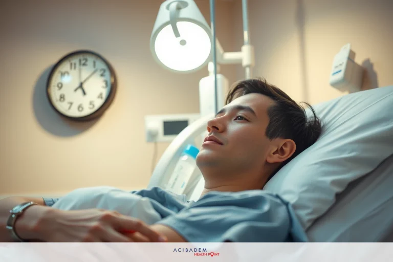 Knee Itching – When to See a Doctor: Know the Signs Young adult male in hospital bed, intravenous lines visible, medical equipment on wall behind.