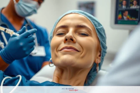 Random Hiccups – Signs & Triggers Explained The image shows a medical setting with two healthcare professionals attending to a patient. The focus is on the face of the patient who appears to be smiling or reacting positively. The environment suggests this could be an outpatient facility, possibly a clinic or hospital.