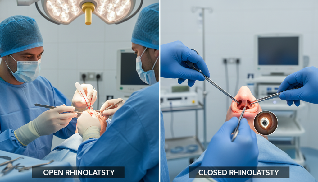 open vs closed rhinoplasty