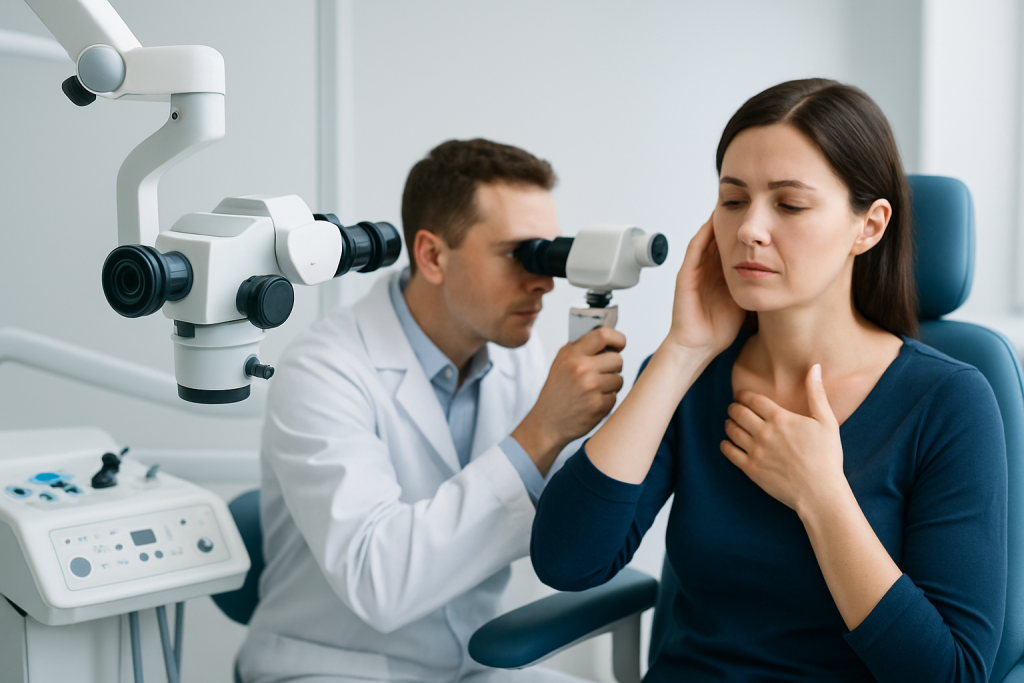 Symptoms — ear hurting and throat