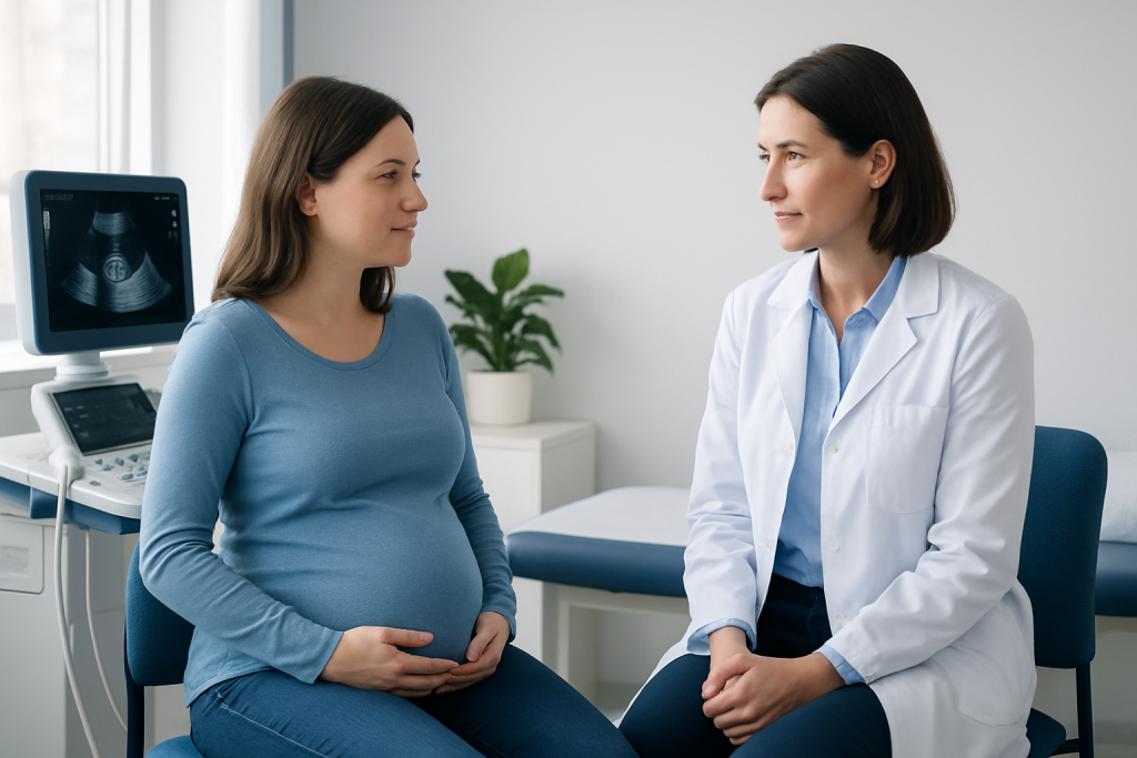 Symptoms and reasons for the exam — 8 weeks sonography