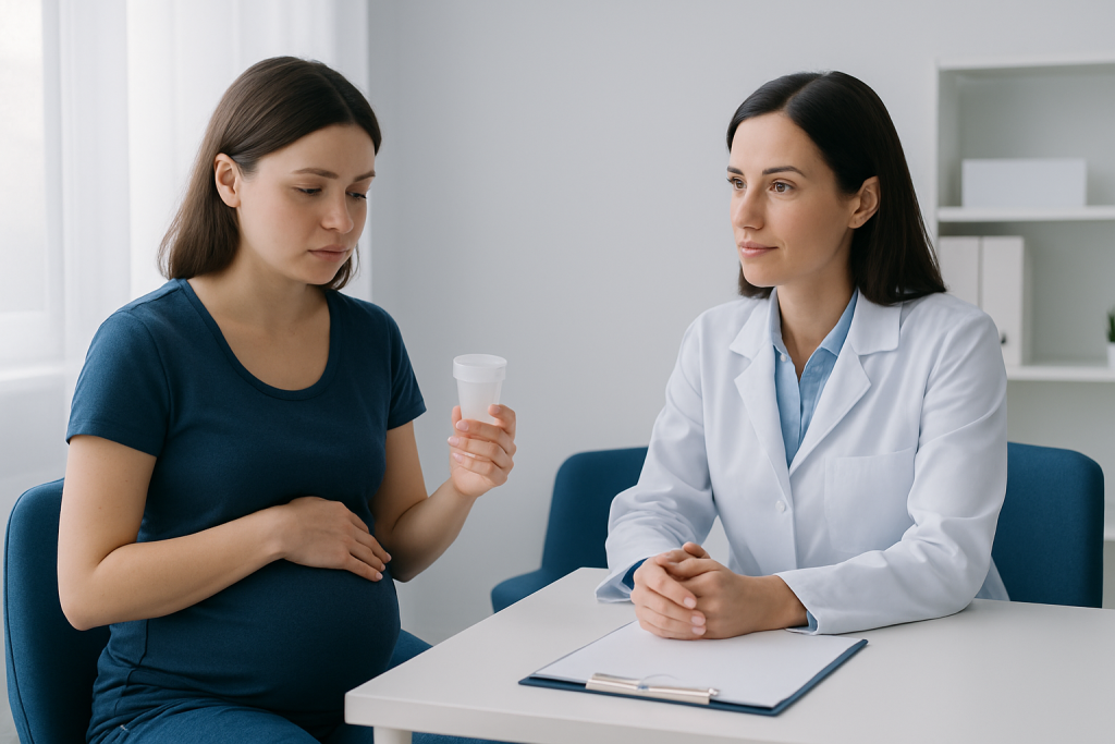 Symptoms and signs that may prompt testing — First morning urine for pregnancy test