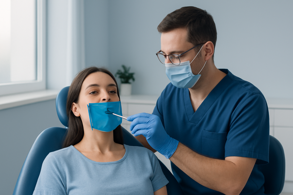 What patients may notice during the procedure — dental dam