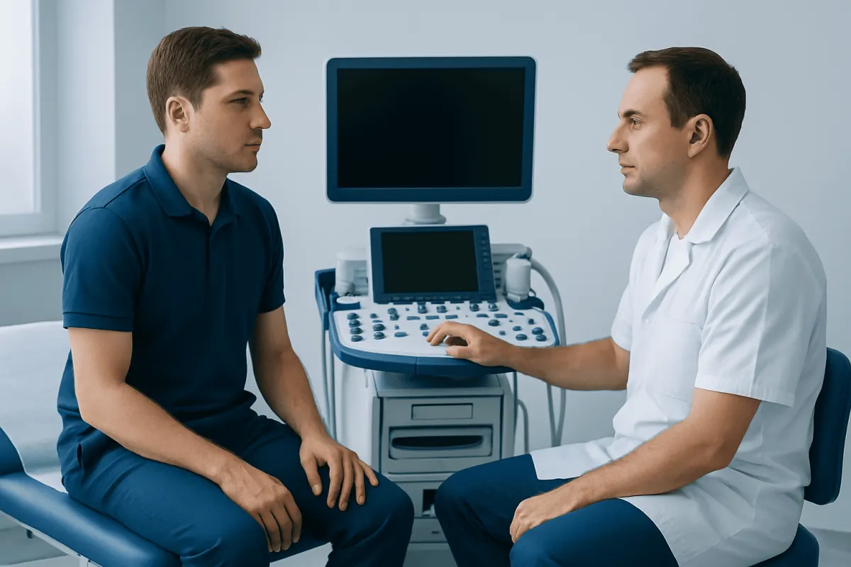 Doctor consulting patient in a medical examination room at Acibadem Hospitals.
