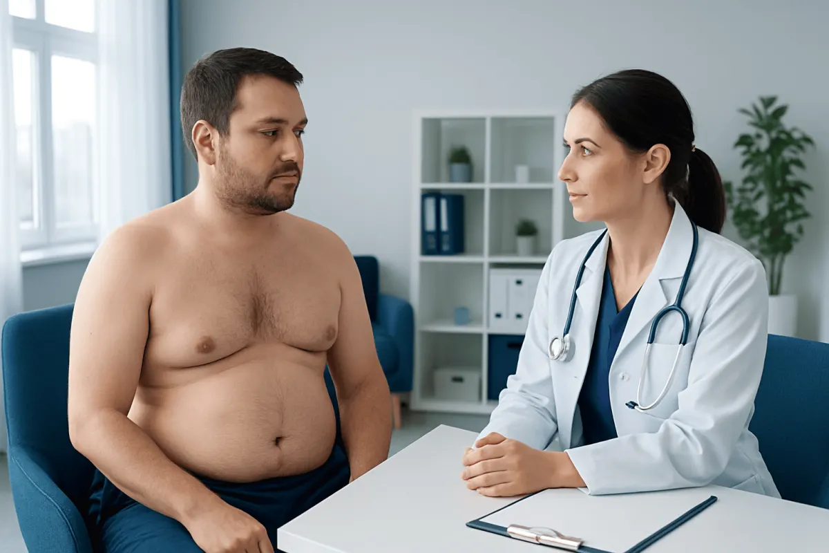 Assessment Before Male Breast Reduction — man breasts