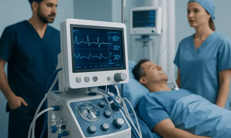 Medical team monitoring patient with ultrasound in hospital setting.