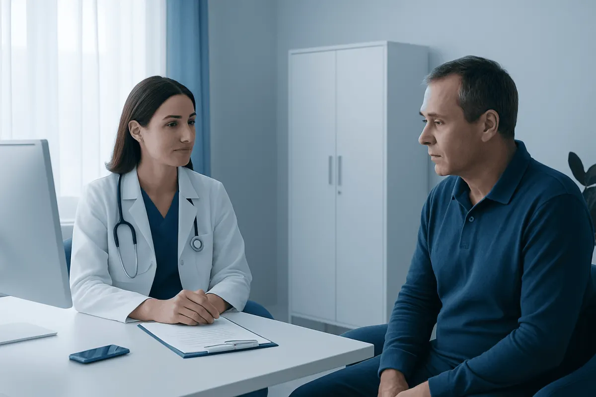 Doctor consulting with patient in a medical office at Acibadem Hospitals Group.