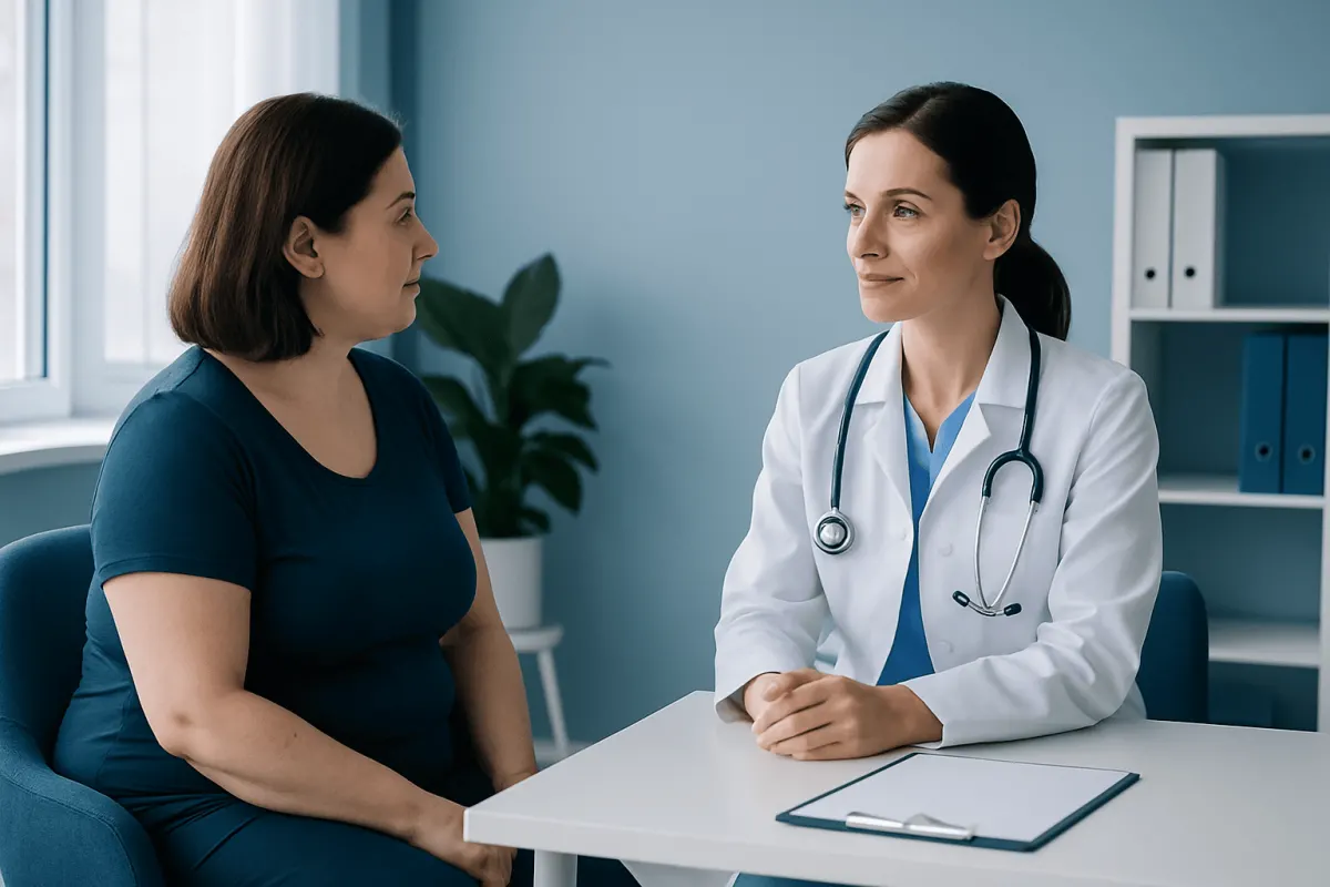Doctor consulting with a patient in a medical office at Acibadem Hospitals Group.