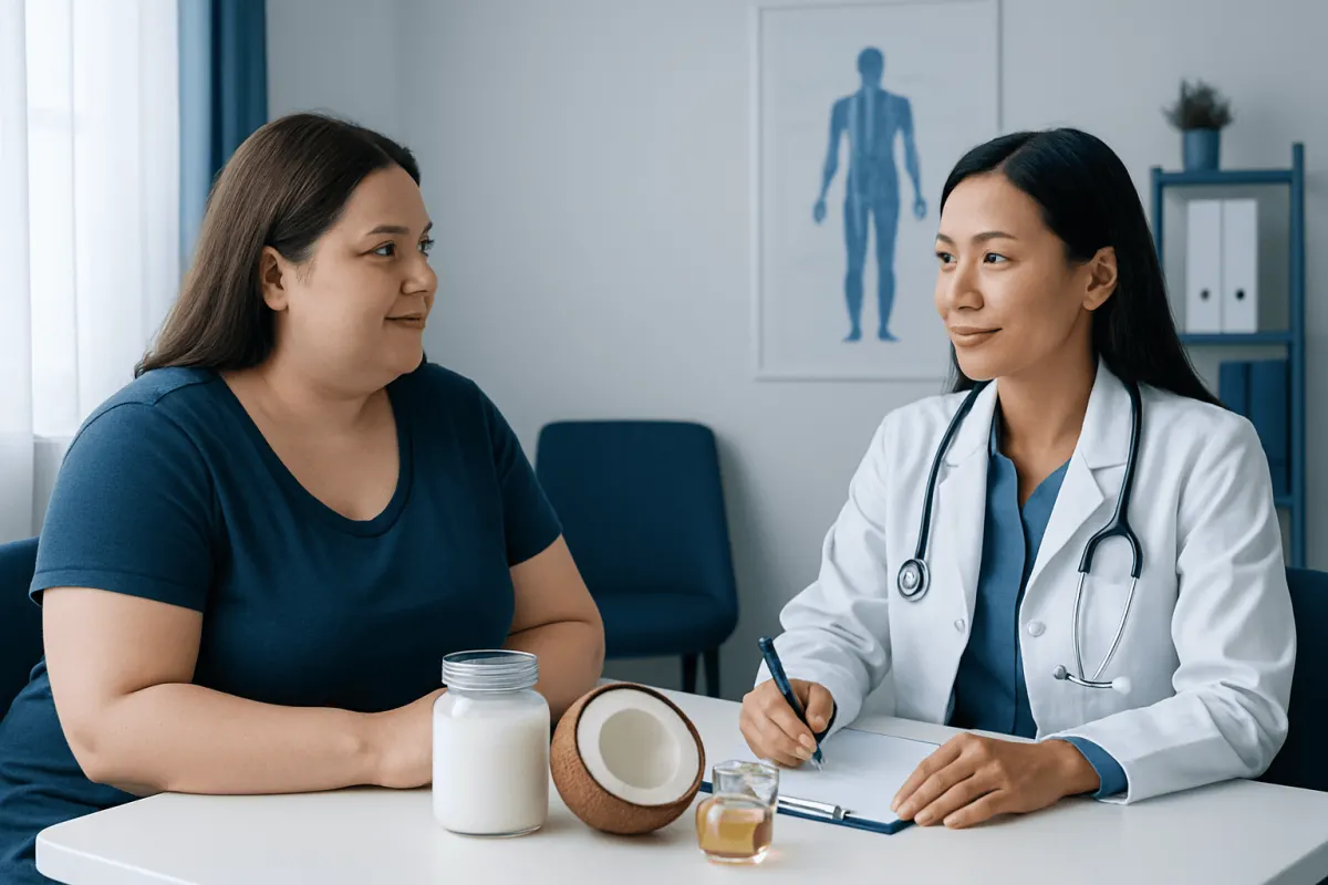 Doctor consulting with a patient about health and nutrition.