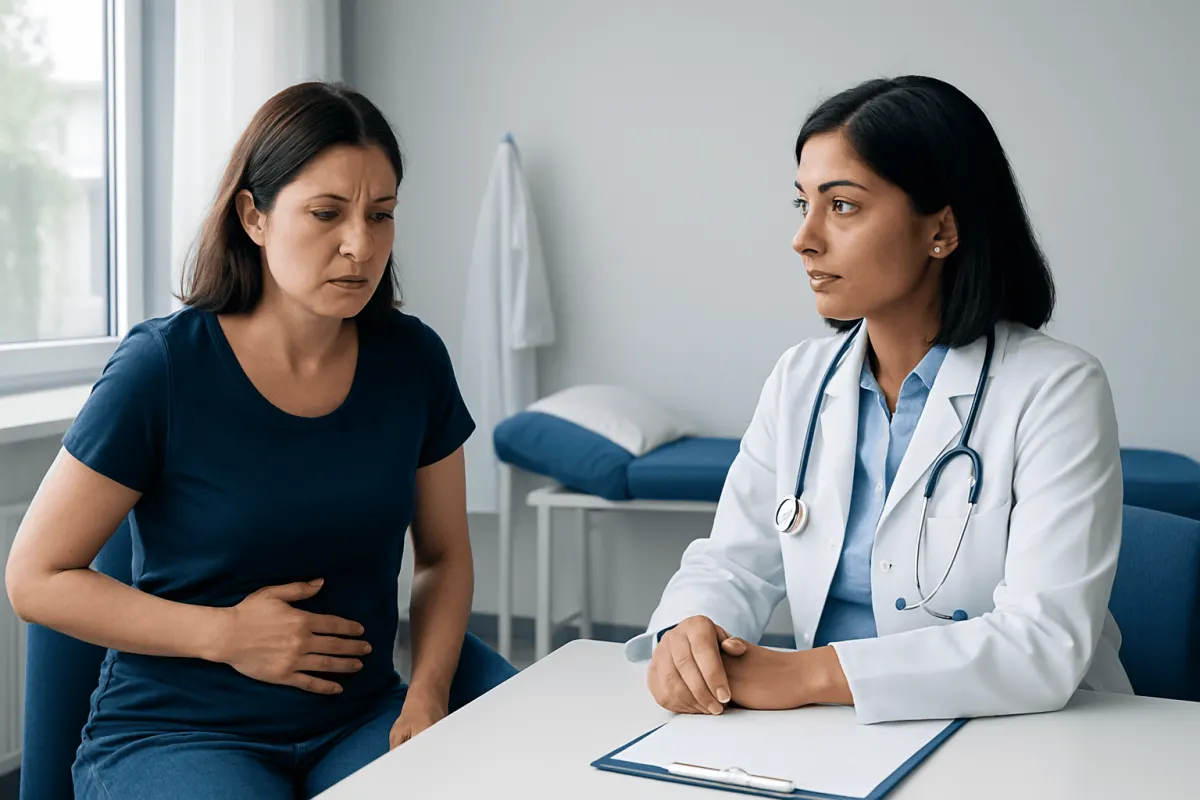 Doctor consulting with a woman patient about menstrual health issues.