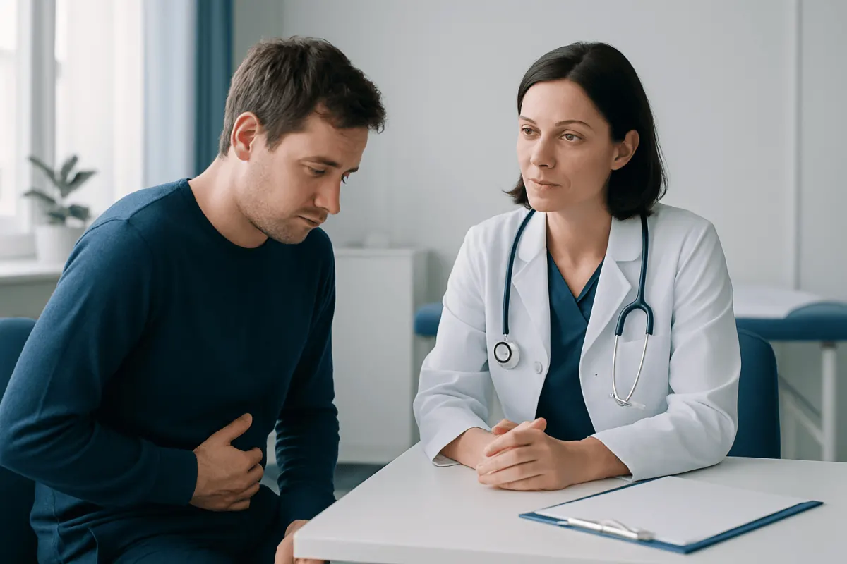 Doctor consulting with a patient about gastrointestinal health.