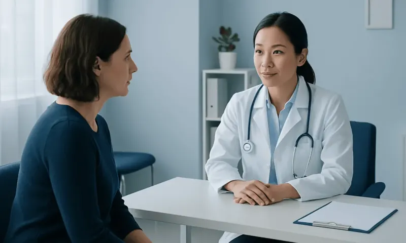 Doctor consulting with a patient in a medical office setting.