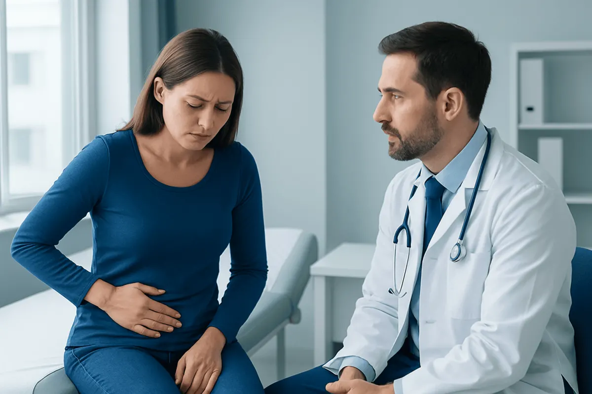 Common causes in females — pain in lower right abdomen near hip bone female