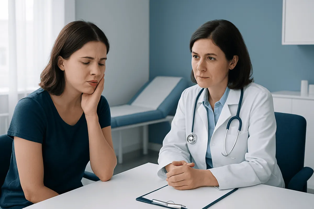 Doctor consulting with a patient in a medical office setting.