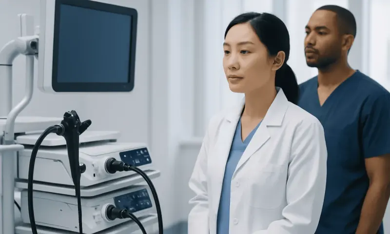 Medical professionals using ultrasound equipment in a hospital setting.