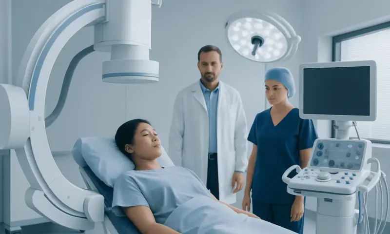 Patient undergoing medical imaging procedure in hospital.