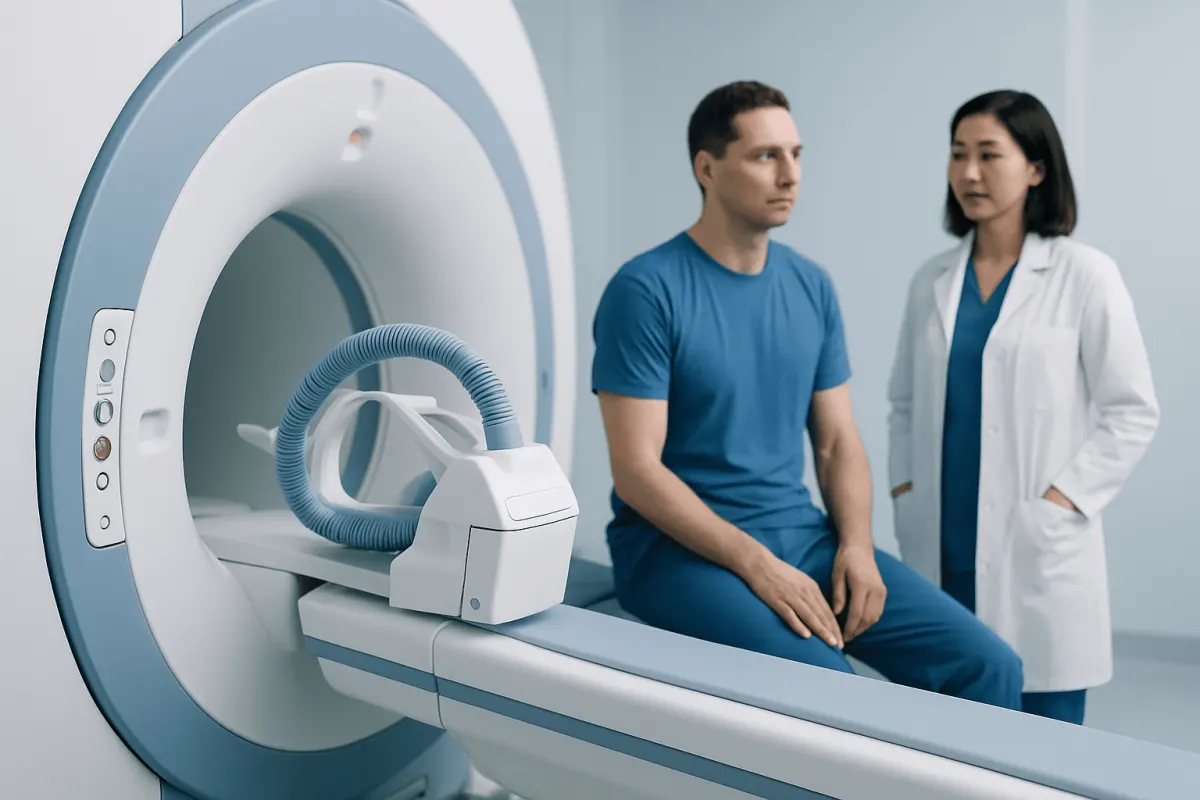 Patient undergoing MRI scan at Acibadem Hospital for neurological assessment.