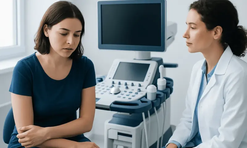 Doctor consulting a young woman during a medical examination in a clinic.