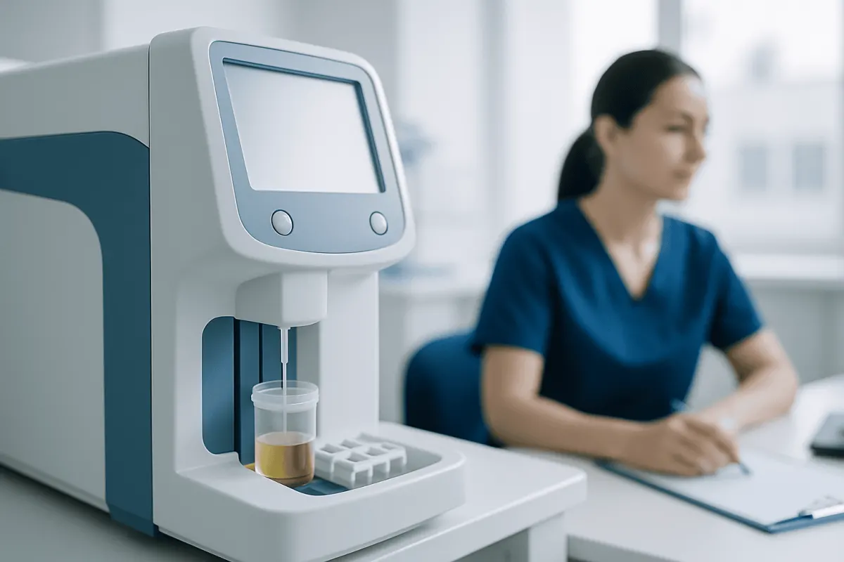 Urinalysis analyzer used for detecting leukocytes in urine at Acibadem Hospitals.