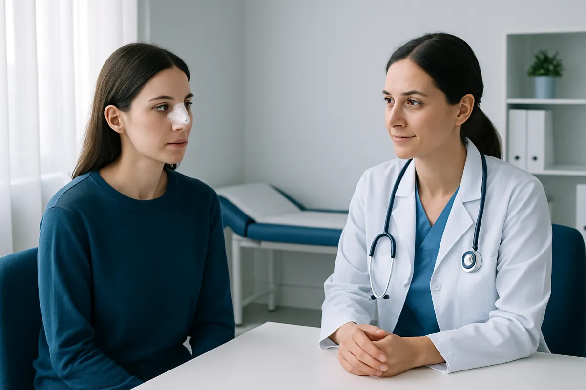 Doctor consulting with a patient in a medical office setting.