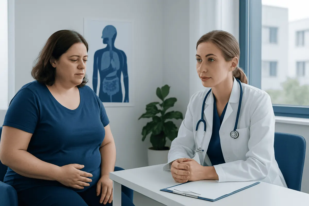 Doctor consulting with a patient in a medical office.
