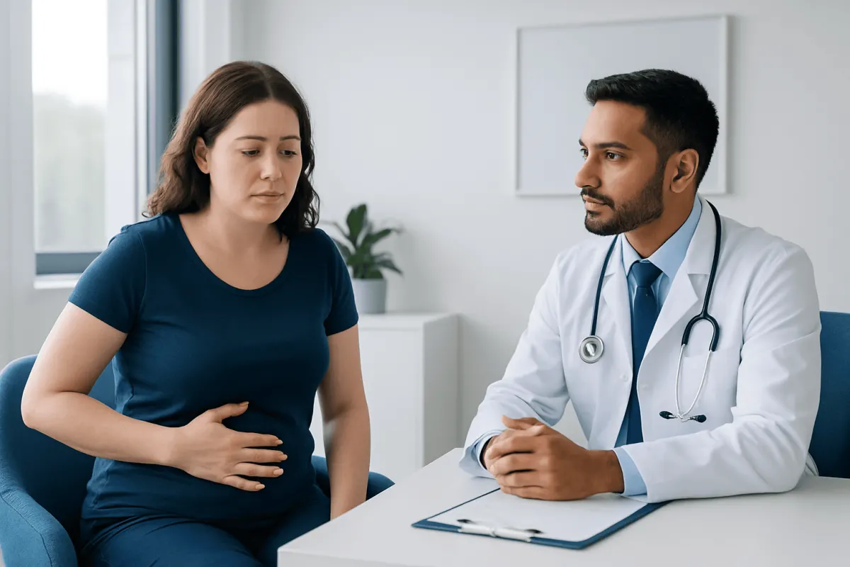 Doctor consulting with a woman patient about health concerns.